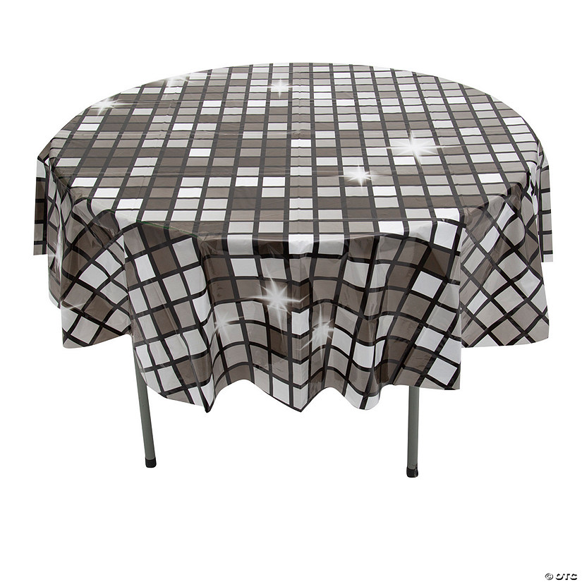 76" diam. Disco Ball Round Disposable Plastic Tablecloth Image