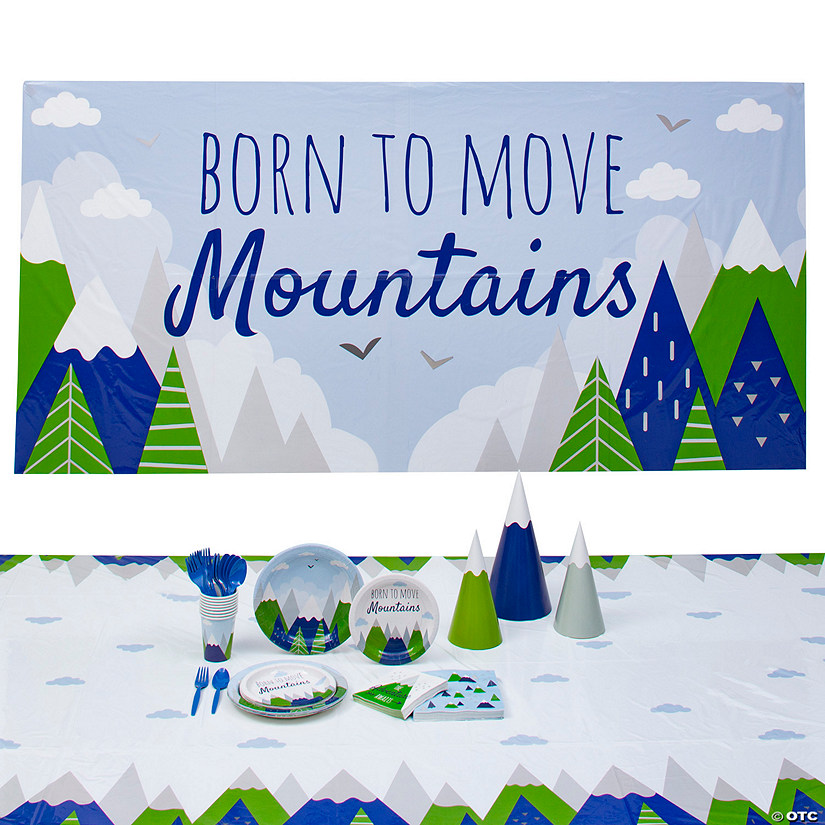 77 Pc. Born to Move Mountains Baby Shower Tableware Kit for 8 Guests Image
