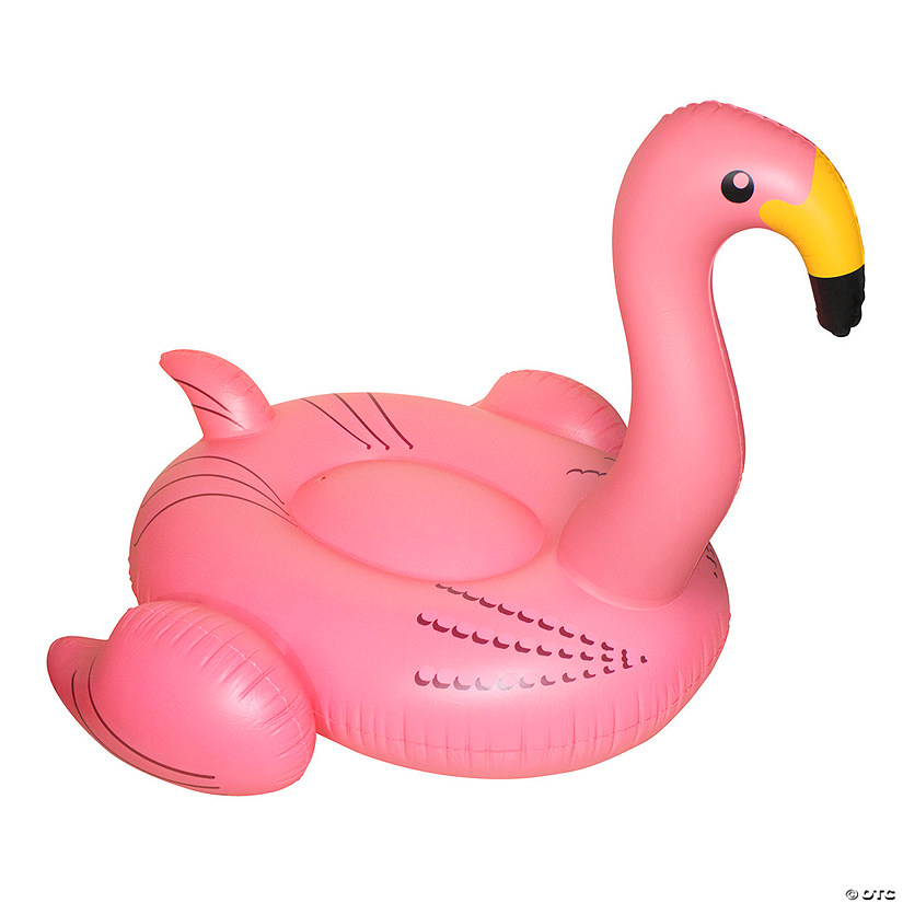 78" Inflatable Pink Giant Flamingo Swimming Pool Ride-On Float Toy Image