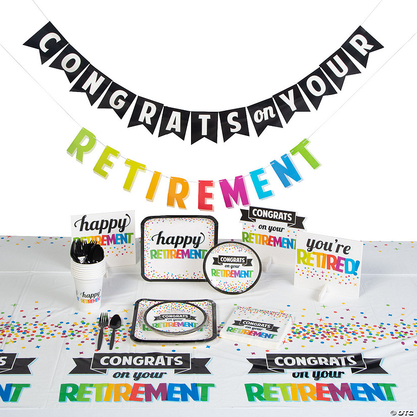 78 Pc. Retirement Party Tableware Kit for 8 Guests Image