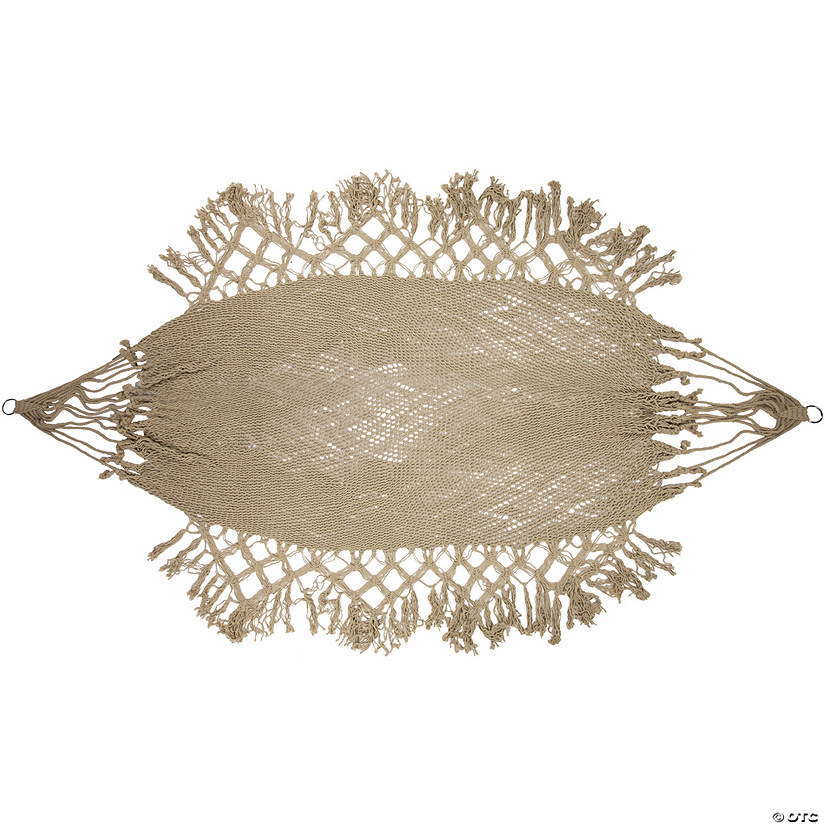 78" x 31" Brown Macrame Hammock with Patterned Tassels Image