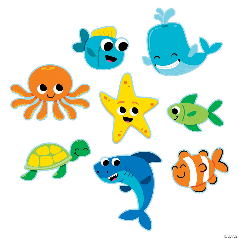 8 1/2" - 17 1/2" Jumbo Under the Sea Cardstock Wall Cutouts - 8 Pc. Image