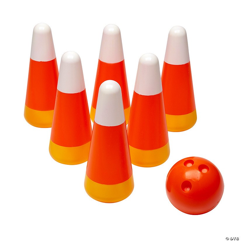 8 1/2" Fall Candy Corn Orange, Yellow &amp; White Plastic Bowling Game Set - 7 Pc. Image