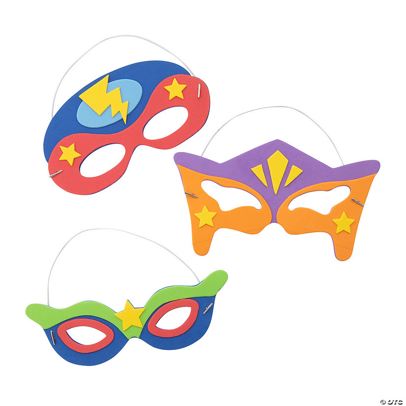 8 1/2" Multicolored Superhero Mask Foam Craft Kit - Makes 12 Image