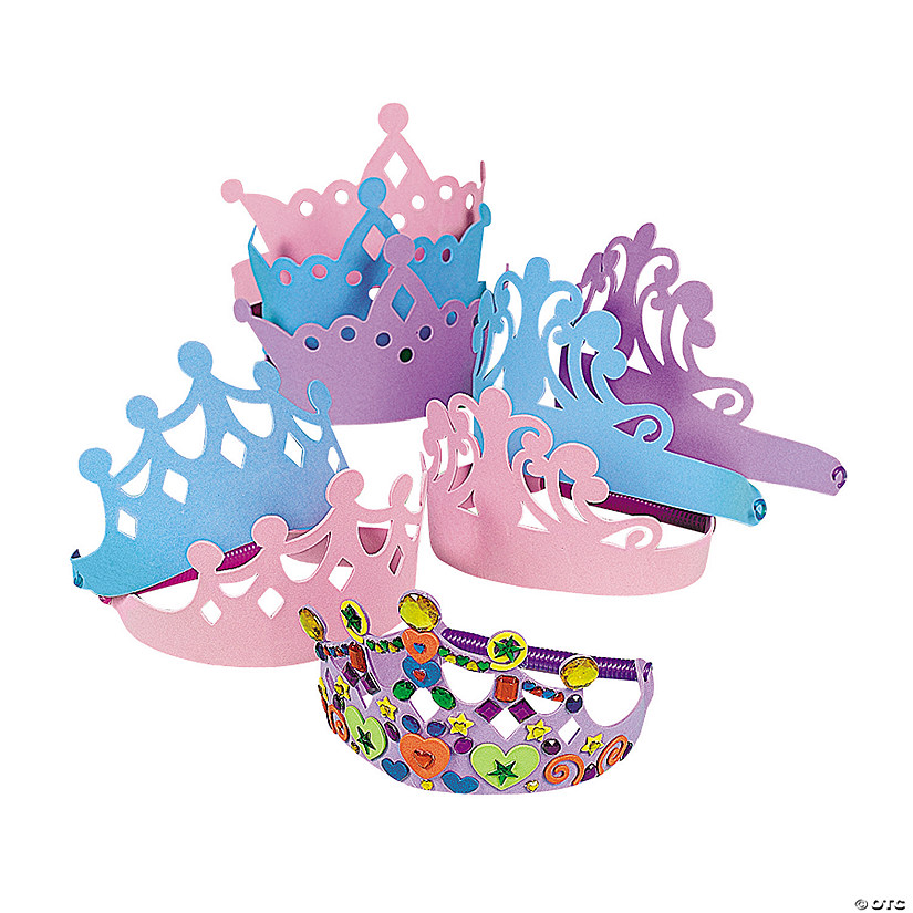 8 1/2" Purple, Pink & Blue Foam Princess Tiara Assortment - 12 Pc. Image
