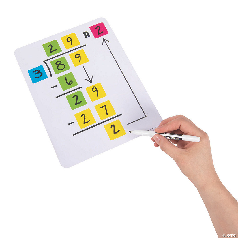 8 1/2" x 11" Color-Coded Reusable Long Division Dry Erase Boards - 10 Pc. Image