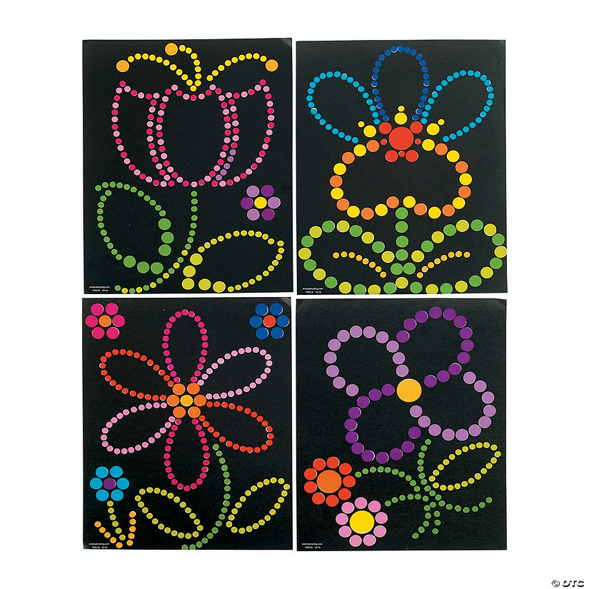 8 1/2" x 11" Spring Flowers Paper Sticker Dot Art - 12 Pc. Image