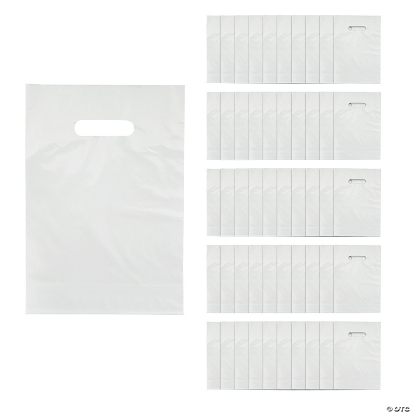 8 1/2" x 12" Bulk 50 Pc. White Plastic Goody Bags Image
