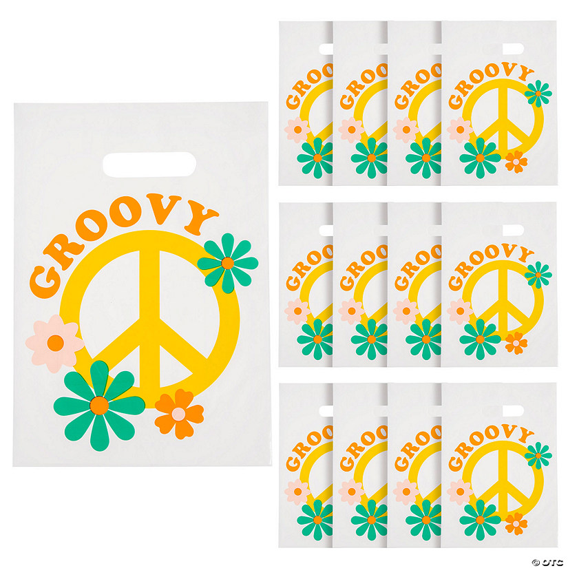 8 1/2" x 12" Groovy Party Plastic Goody Bags - 12 Pc. Image