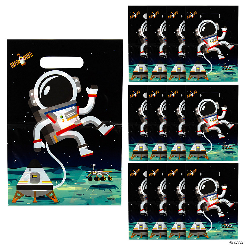 8 1/2" x 12" Outer Space Astronaut Plastic Goody Bags &#8211; 12 Pc. Image