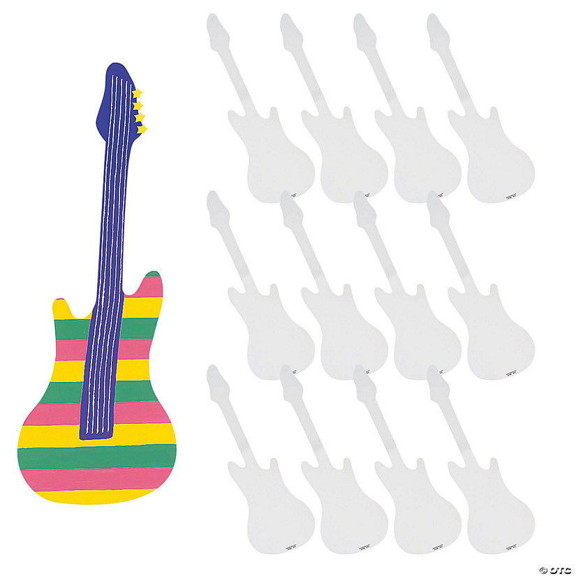 8 1/2" x 26 3/4" DIY Design Your Own Cardstock Guitar Cutouts - 12 Pc. Image