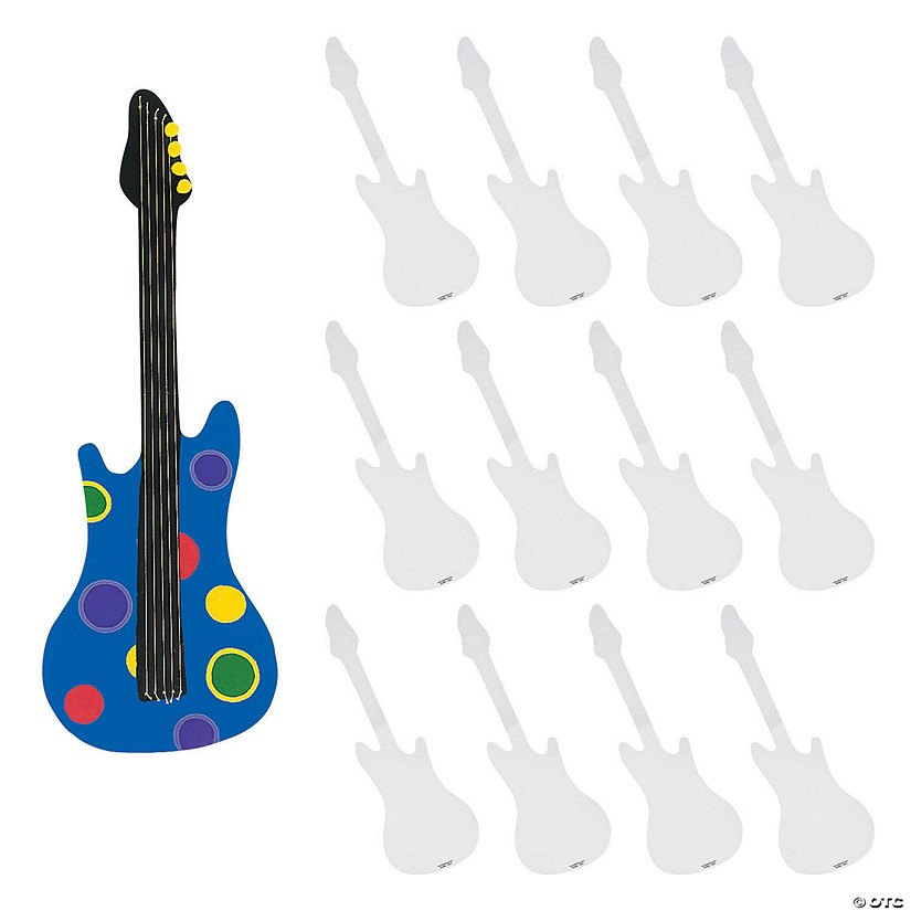 8 1/2" x 26 3/4" DIY Guitar-Shaped White Cardstock Cutouts - 4 Pc. Image