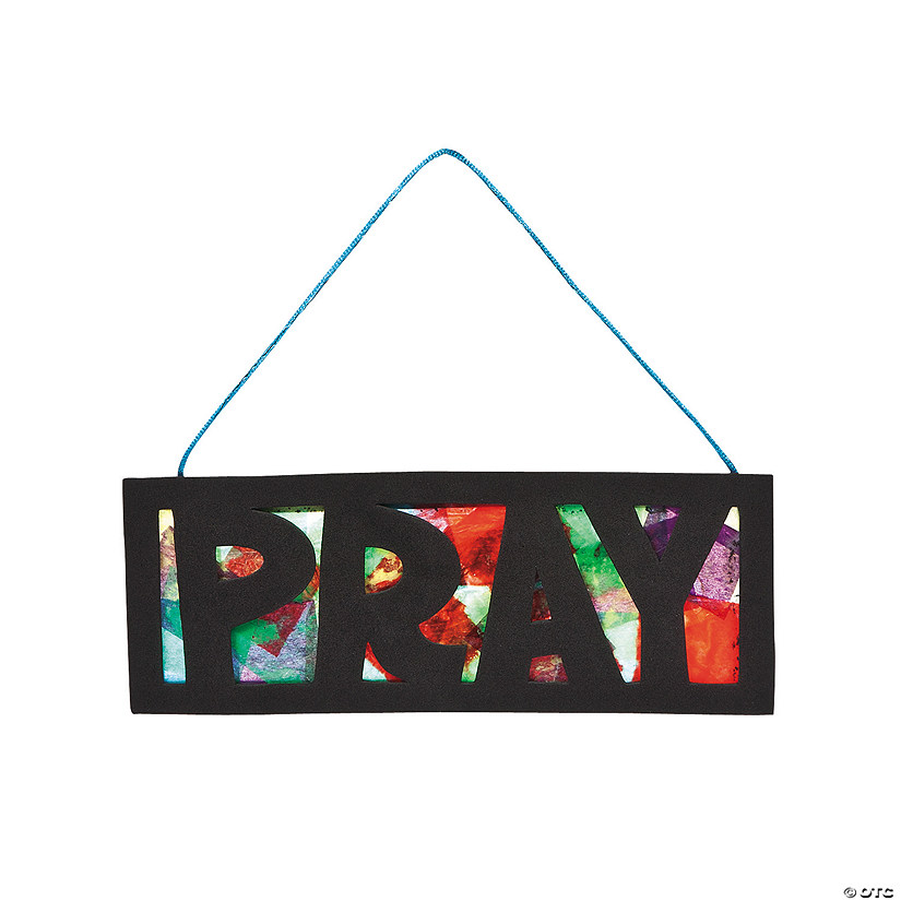 8 1/2" x 3 1/4" Pray Colorful Tissue Paper Acetate Sign Craft Kit - Makes 12 Image