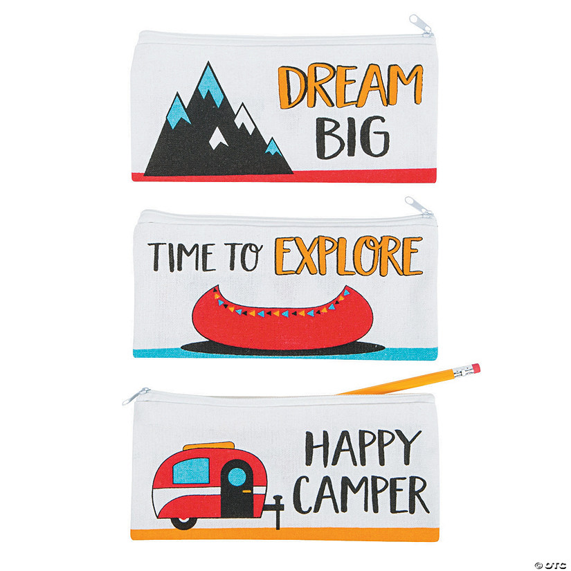 8 1/2" x 4" Adventure Zippered Canvas Pencil Cases - 12 Pc. Image