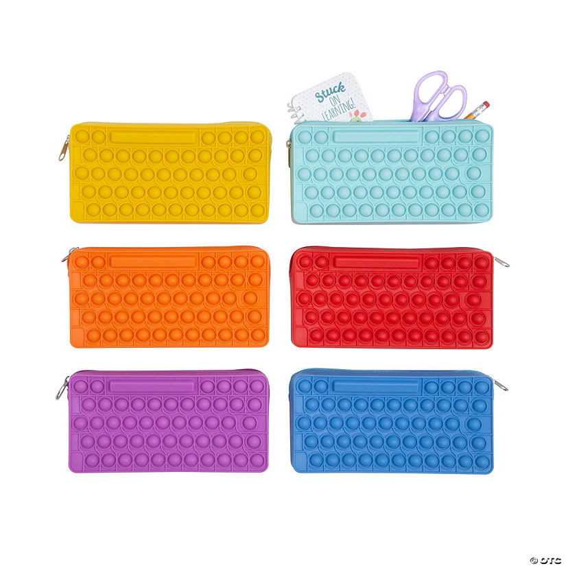 8 1/2" x 4" Fidget Popping Zippered Silicone Pencil Cases - 6 Pc. Image