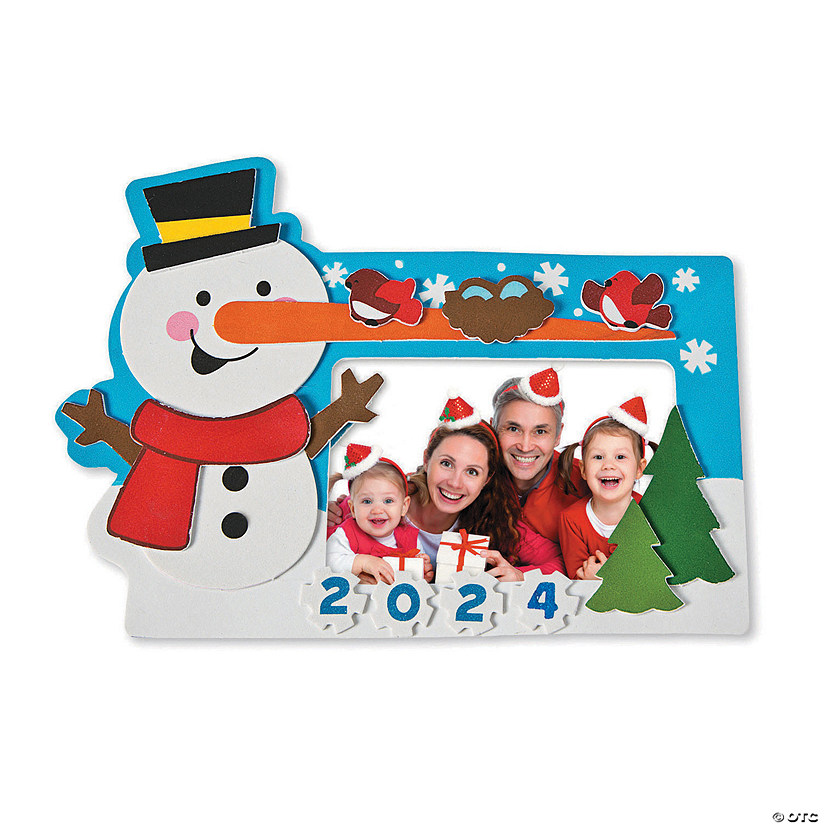 8 1/2" x 6 1/4" Dated Snowman Picture Frame Magnet Craft Kit - Makes 12 Image