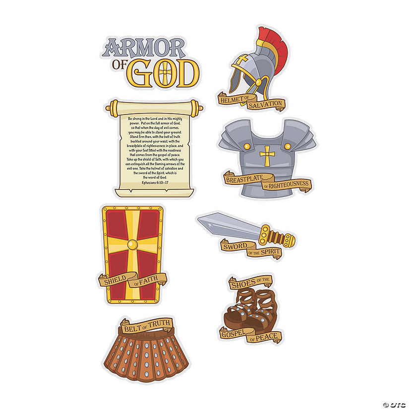 8 1/4" - 17"Armor of God Classroom Wall Cardboard Cutouts - 8 Pc. Image