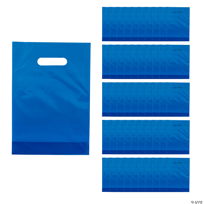8 1/4" x 12" Bulk 50 Pc. Blue Plastic Goody Bags Image