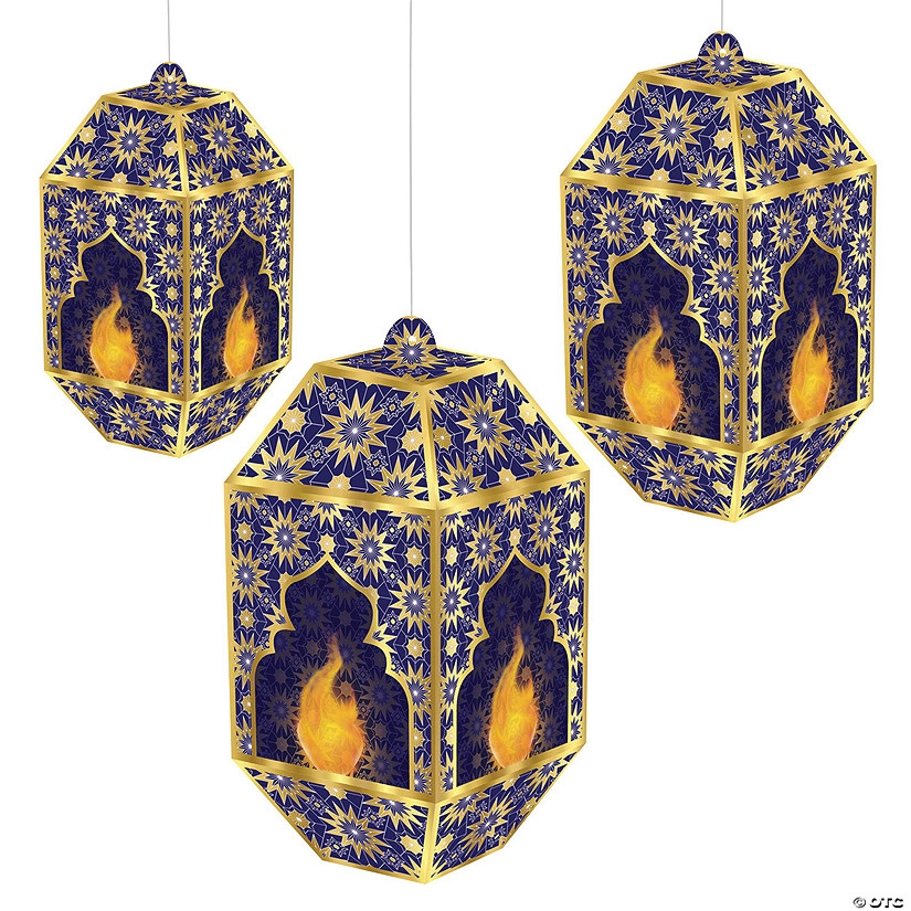 8" - 11" Ramadan Hanging Paper Lanterns - 3 Pc. Image