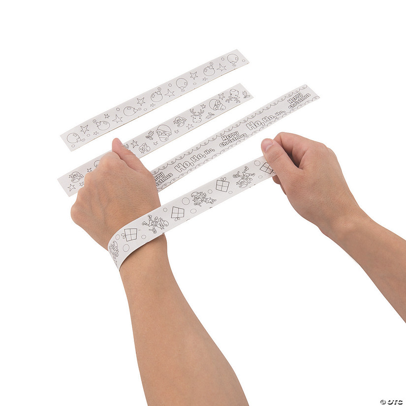 8 3/4" Bulk 48 Pc. Color Your Own Christmas Metal Slap Bracelets Image