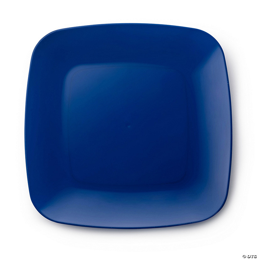 8.5" Blue Flat Rounded Square Disposable Plastic Buffet Plates (50 Plates) Image