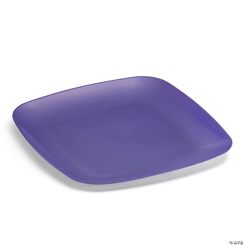 8.5" Purple Flat Rounded Square Disposable Plastic Buffet Plates (50 Plates) Image