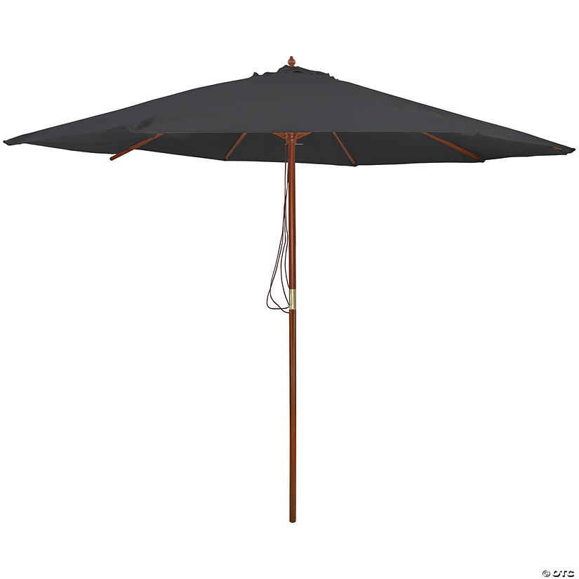 8.5ft Outdoor Patio Market Umbrella with Wooden Pole  Gray Image