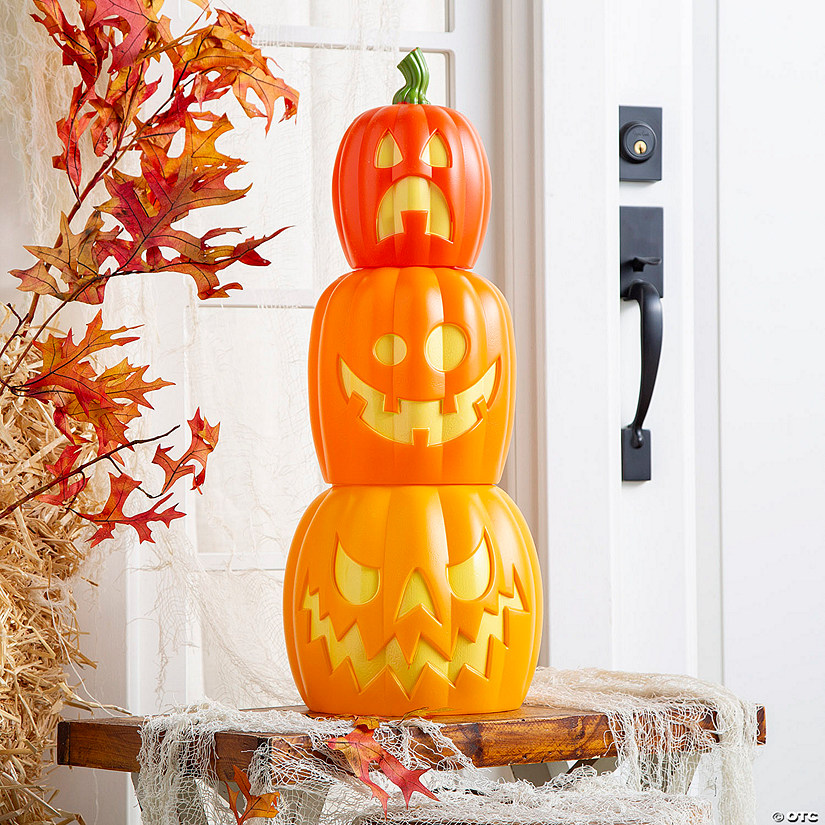 8&quot; &amp;#8211; 8 1/2&quot; Halloween Stackable Nesting Jack-O&amp;#8217;-Lanterns Set - 3 Pc. Image