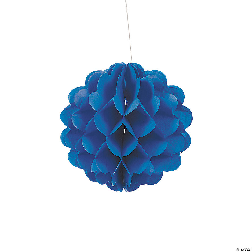 8" Blue Hanging Honeycomb Tissue Balls - 12 Pc. Image