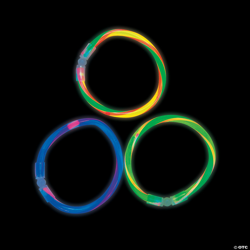 8" Bulk 50 Pc. Glow Swizzle Twirl Multicolor Plastic Bracelets Image