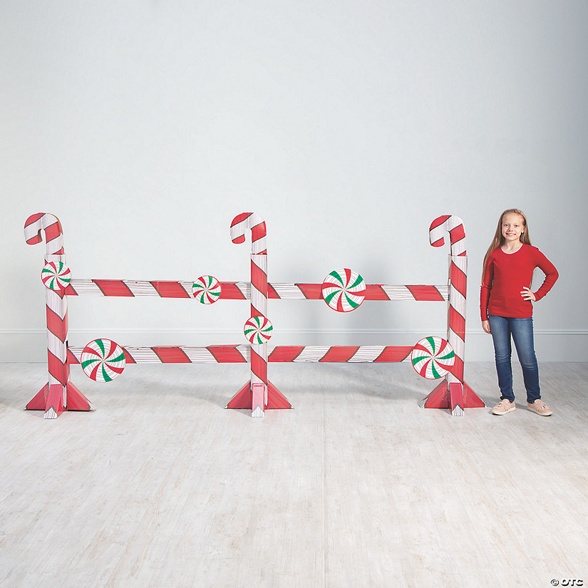 8 Ft. 9" x 40" Christmas Candy Cane Fence Cardboard Cutout Stand-Up Image