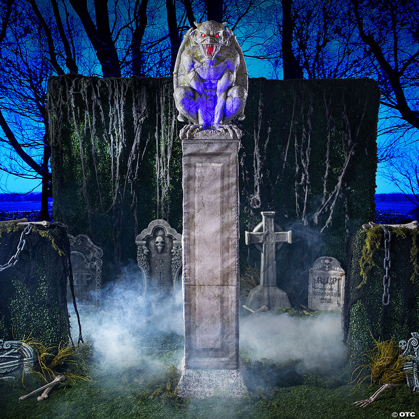 8 Ft. Animated Oversized Gargoyle Pillar Halloween Decoration Image