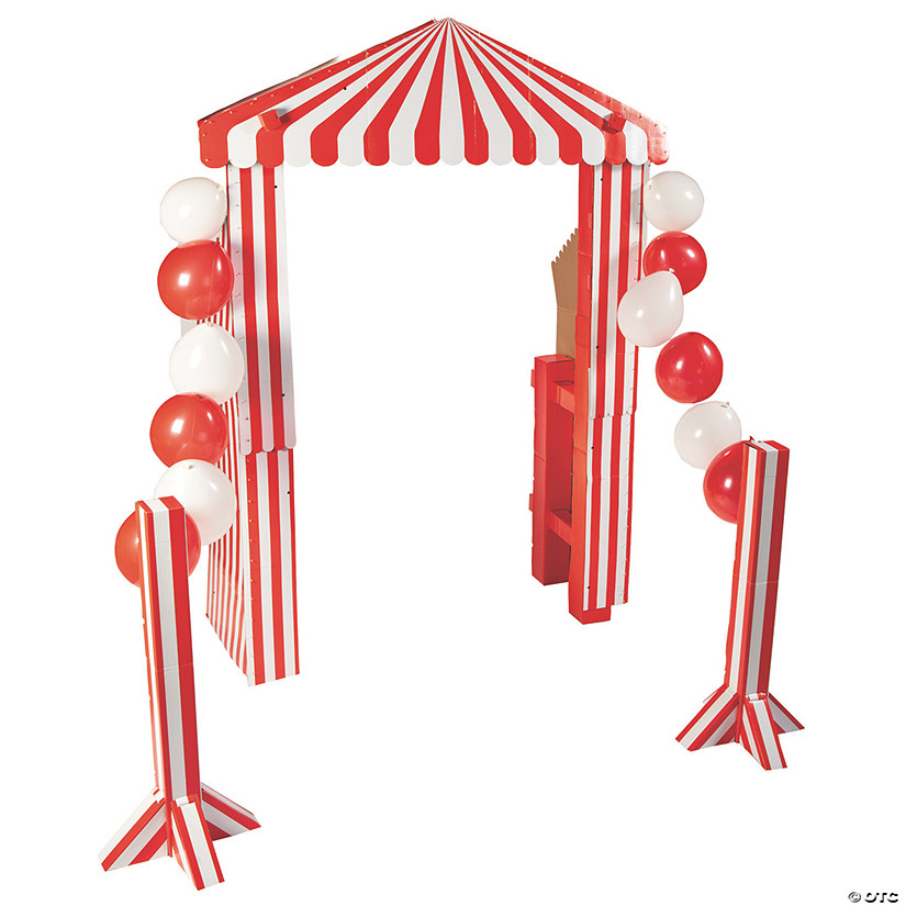 8 Ft. Carnival Arch Red & White Cardboard Stand-Up with String Stands Image