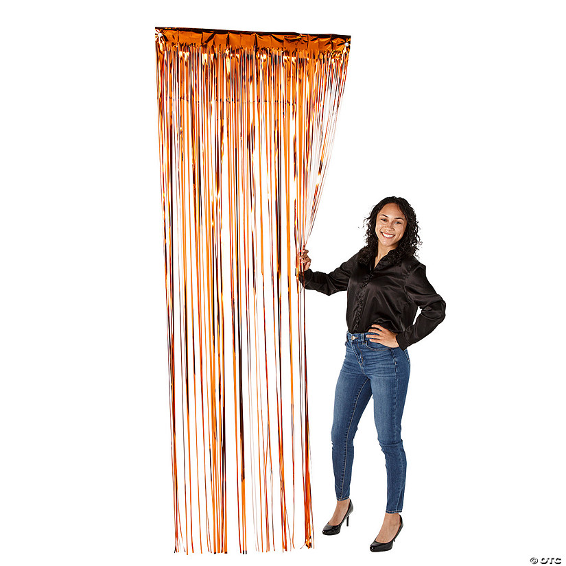 8 Ft. Orange Metallic Fringe Door Curtain Image
