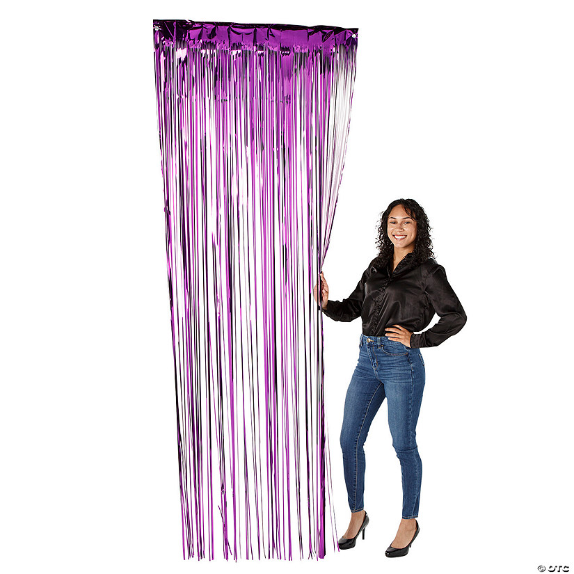 8 Ft. Purple Metallic Fringe Door Curtain Image