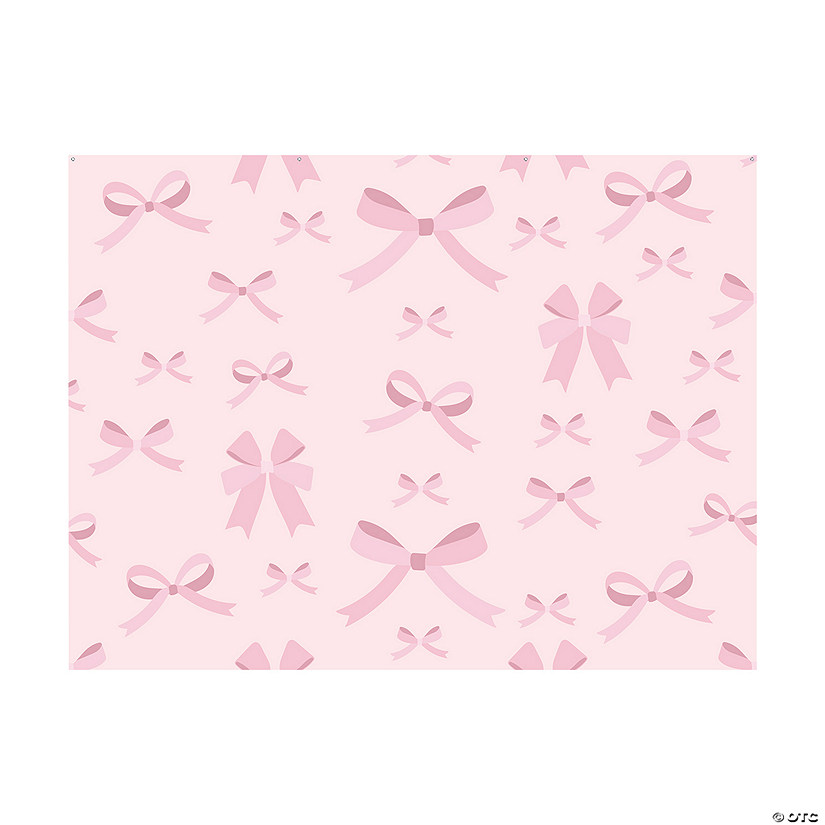 8 ft. x 6 ft. Pink Pastel Bow Party Polyester Backdrop Image
