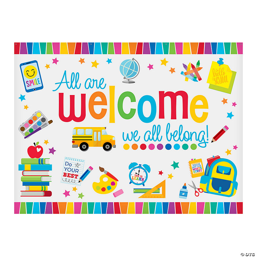8 ft. x 6 ft. Welcome to School Polyester Photobooth Backdrop Image