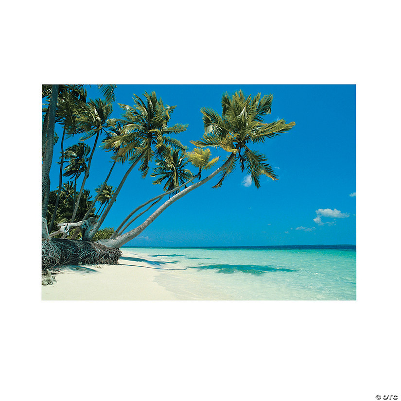 8 Ft x 6 Ft. Tropical Beach & Palm Trees Backdrop Banner - 3 Pc. Image