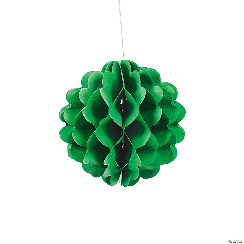 8" Green Hanging Honeycomb Tissue Paper Balls - 12 Pc. Image