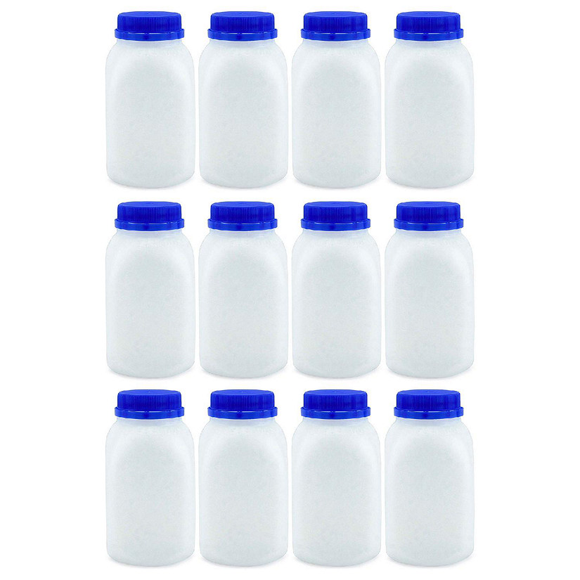 8-Ounce Plastic Milk Bottles (12-Pack); HDPE Bottles Great for Milk, Juice, Smoothies, Lunch Box & More, BPA-Free, Dishwasher-Safe, BPA-free Image