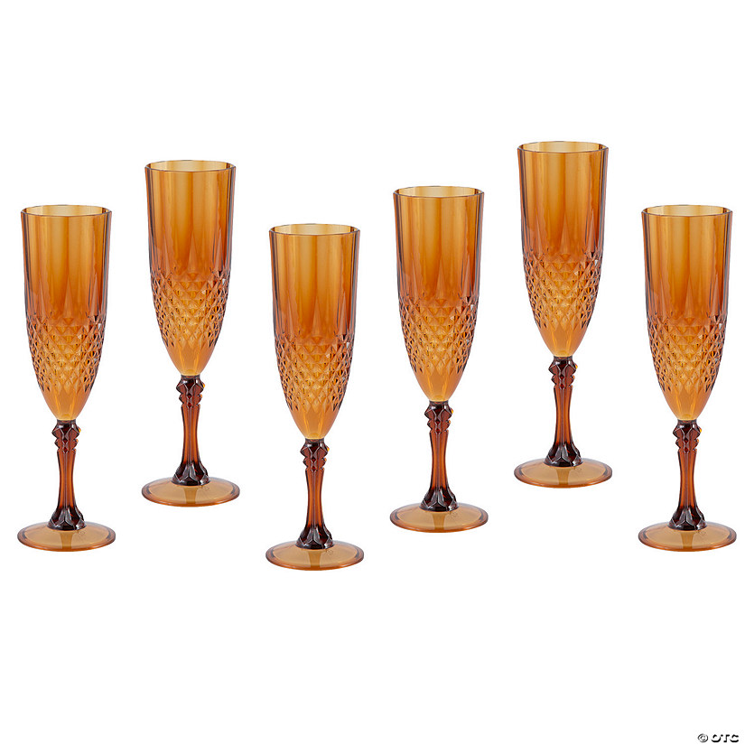 8 oz. Bulk 48 Pc. Patterned Reusable Plastic Champagne Flutes Image