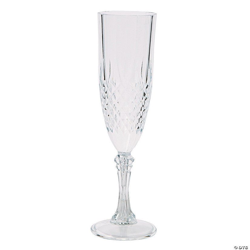 8 oz. Clear Patterned BPA-Free Plastic Champagne Flutes - 12 Ct. Image
