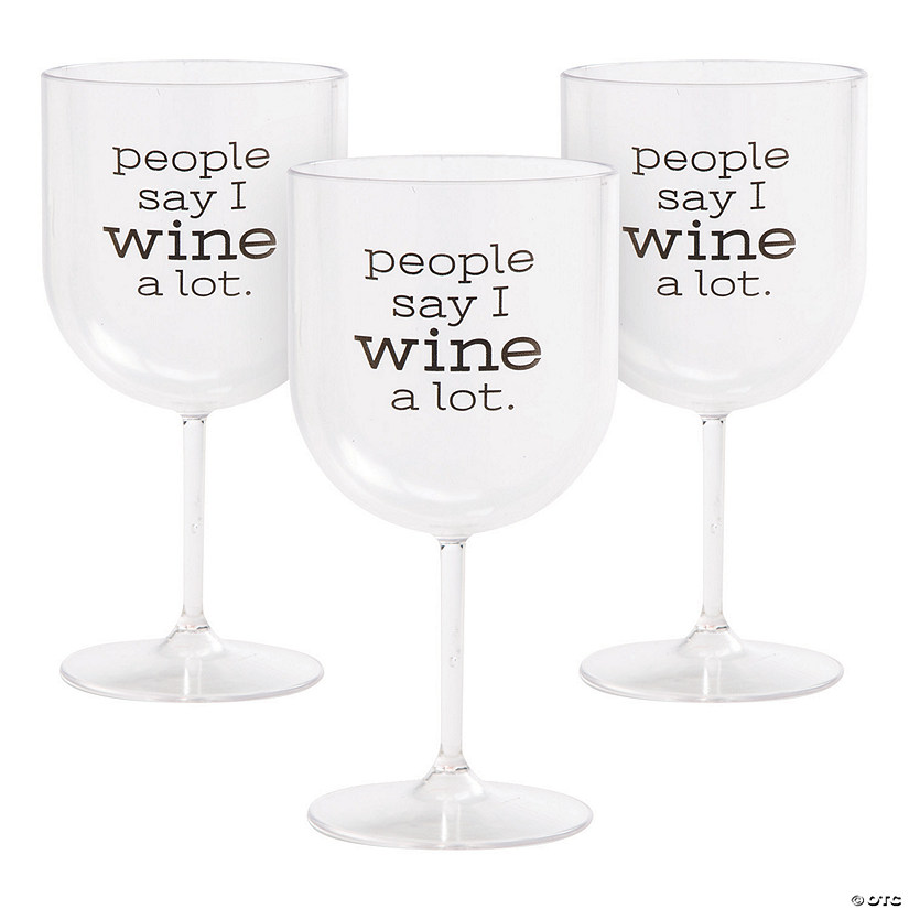 8 oz. I Wine A Lot Reusable Plastic Wine Glasses - 12 Ct. Image