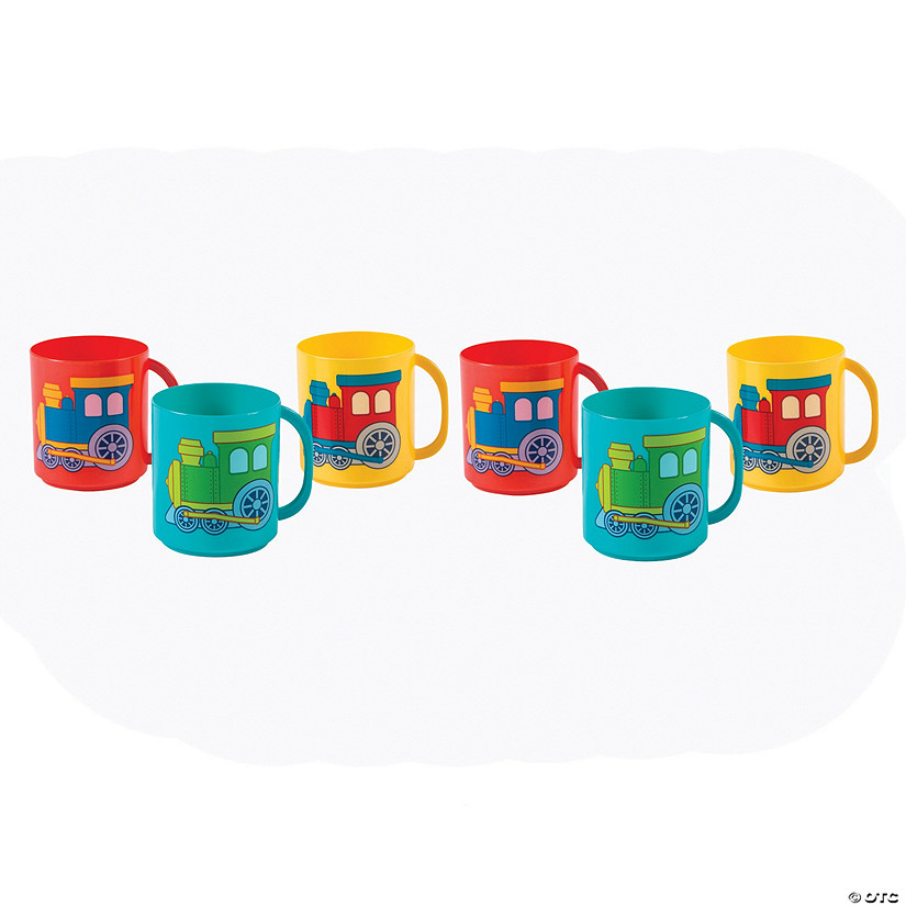 8 oz. Mega Bulk 48 Ct. Train Multicolor BPA-Free Plastic Mugs Image