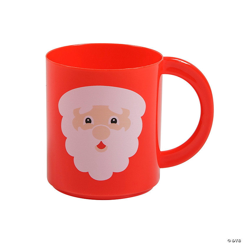 8 oz. Santa Claus Face Red & White BPA-Free Plastic Mugs - 12 Ct. Image