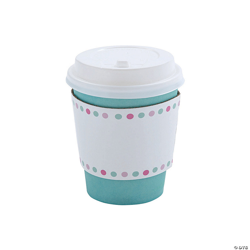 8 oz. Small Winter Disposable Coffee Cups with Lids & Sleeves - 12 Ct. Image