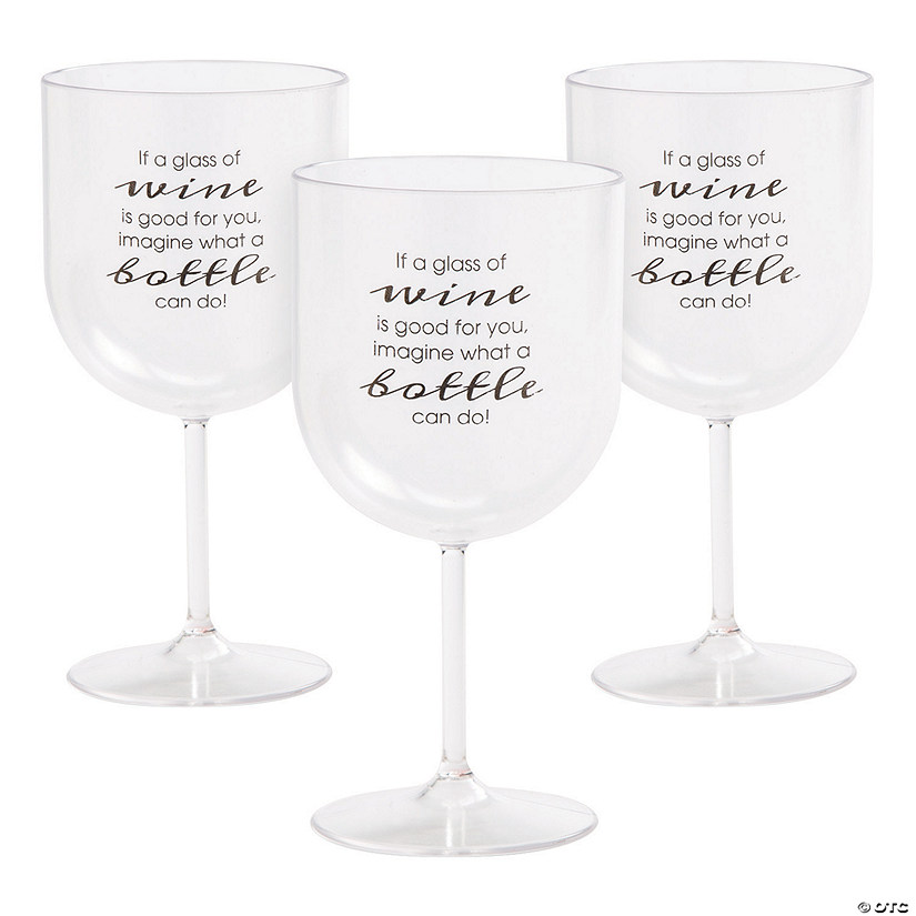 8 oz. Wine is Good for You Reusable Plastic Wine Glasses - 12 Ct. Image