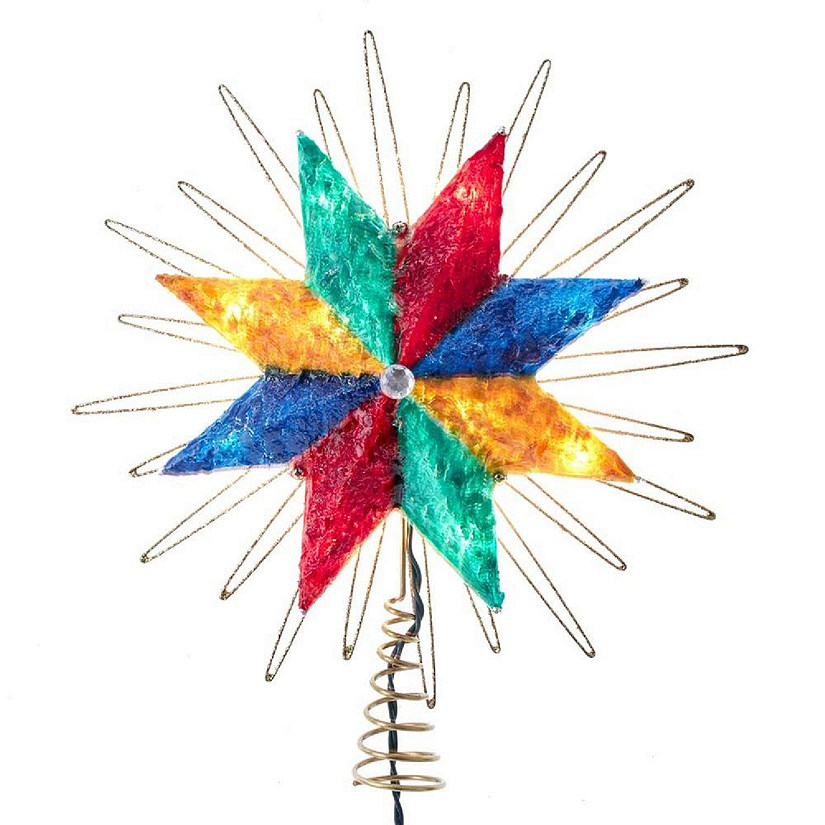 8 Point Capiz Multi Color Star Christmas Tree Topper 12 Inch UL3160 New Image