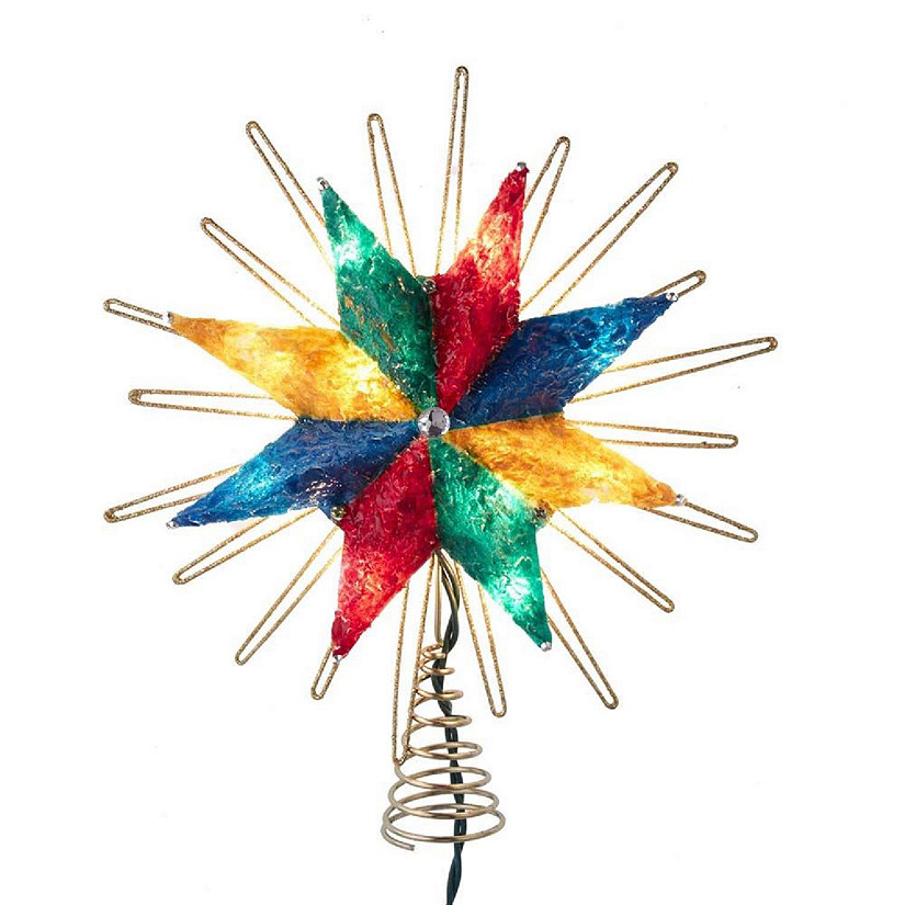 8 Point Capiz Multi Color Star Christmas Tree Topper UL3165 New Image