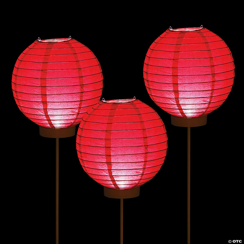 8" Red Light-Up Balloon Hanging Paper Lanterns - 3 Pc. Image